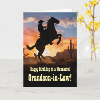 Carte Petit-fils par alliance Joyeux Anniversaire Cowboy