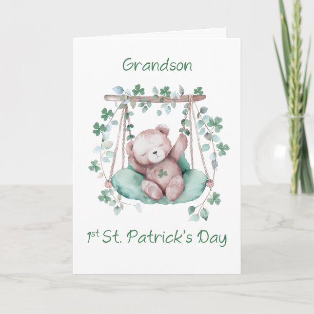 Carte Petit-fils premier Jour de la Saint Patrick doux o (Devant)