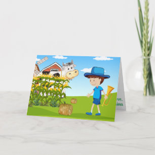 Carte Petit Garçon Blue Farm Amusants Enfants Fab coloré