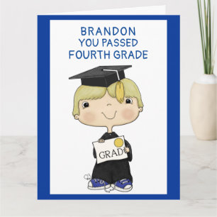 Carte Petit Garçon Diplômé Bleu Cheveux Gros
