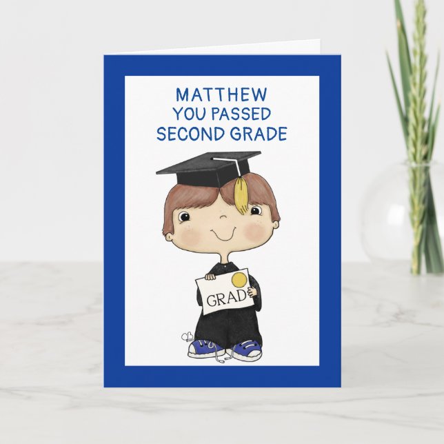 Carte Petit garçon diplômé Cheveux Brown (Devant)