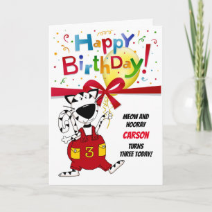 Carte Petit garçon ou fille mignonne caricature Chat 3e 