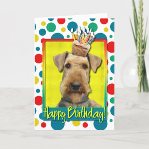Carte Petit gâteau d'anniversaire - Airedale