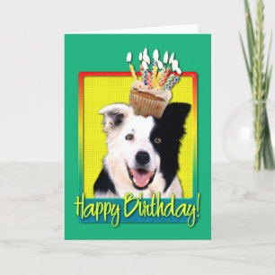 Carte Petit gâteau d'anniversaire - border collie