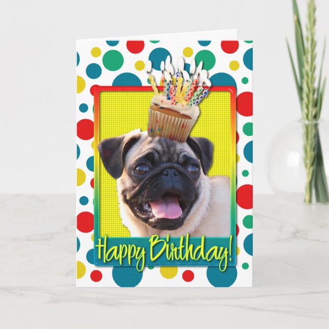 Carte Petit gâteau d'anniversaire - carlin (Devant)