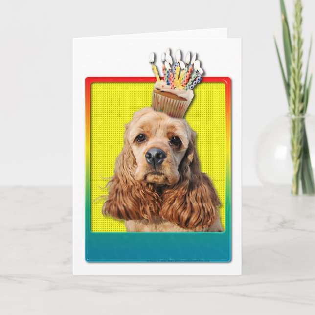 Carte Petit gâteau d'anniversaire - cocker (Devant)