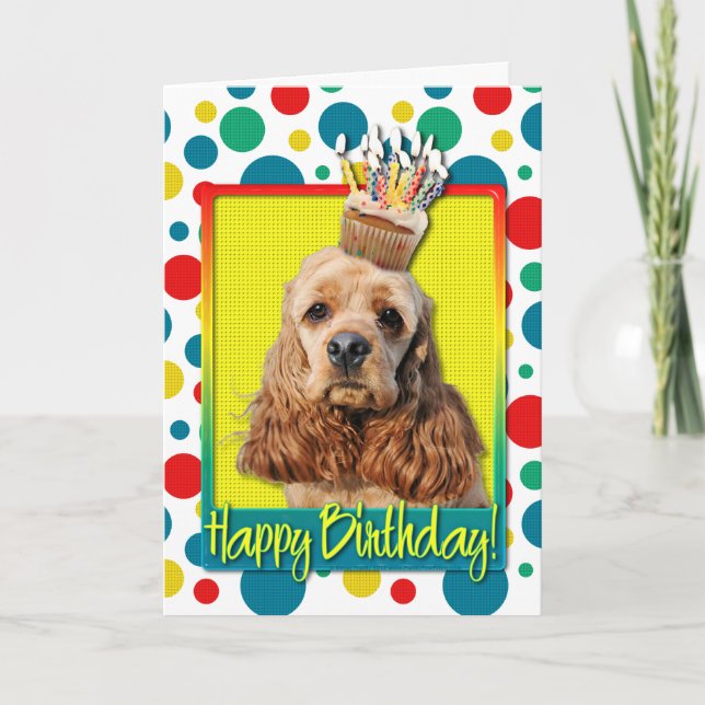 Carte Petit gâteau d'anniversaire - cocker (Devant)