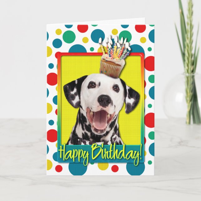 Carte Petit gâteau d'anniversaire - Dalmate (Devant)