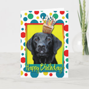 Carte Petit gâteau d'anniversaire - Labrador - noir -