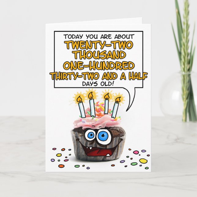 Carte Petit gâteau de joyeux anniversaire - 60 années (Devant)