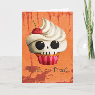 Carte Petit gâteau mortel de crâne de Halloween