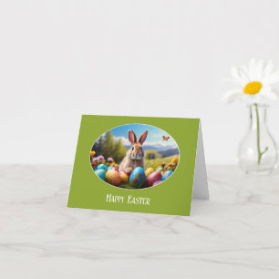 Carte Petit lapin de Pâques dans un paysage, ovale - Car