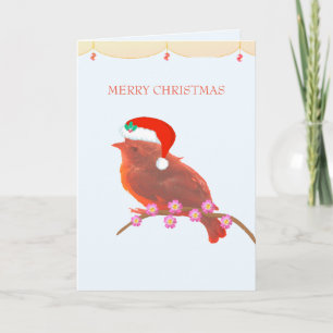 Carte Petit oiseau mignon de Noël
