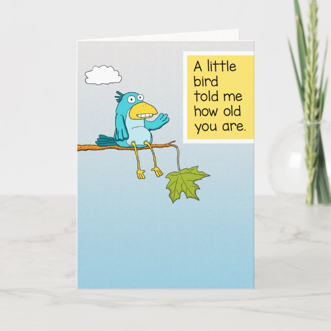 Carte Petit Oiseau mignon et drôle m'a dit Anniversaire (Devant)