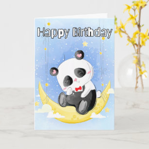Carte Petit ours de panda endormi Joyeux anniversaire
