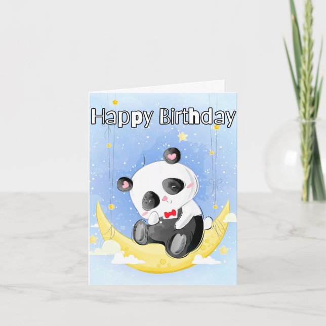 Carte Petit ours de panda endormi | Joyeux anniversaire (Devant)