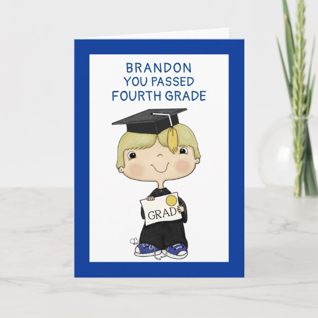 Carte Petit Petit Garçon Diplômé Cheveux blond (Devant)