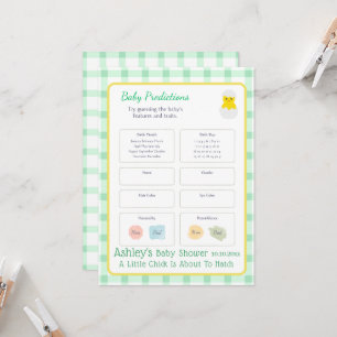 Carte Petit poussin éclos Jeu de BABY SHOWR genre neutre