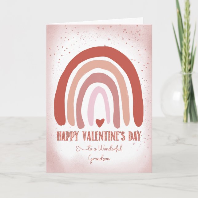 Carte Petit Valentin Main Peint rose tendre (Devant)