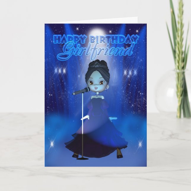 Carte Petite amie joyeuse Anniversaire chantant Deva Cut (Devant)