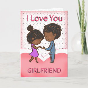 Carte Petite amie, mignonne amoureuse Africaine-Américai