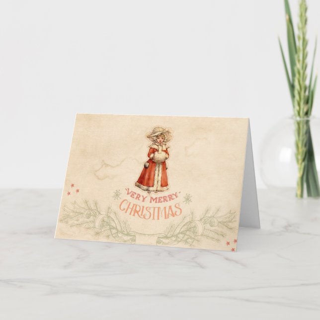 Carte Petite Caroler Victorienne Noël (Devant)