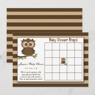 Carte Petite chouette Baby shower Jeu de Bingo