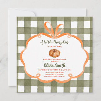 Carte Petite citrouille fantaisie ruban cadre Baby Showe