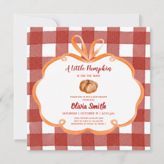 Carte Petite citrouille ruban bordeaux cadre Baby Shower