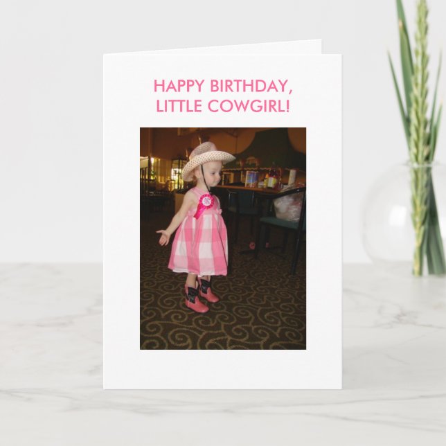 Carte Petite cow-girl, anniversaire (Devant)