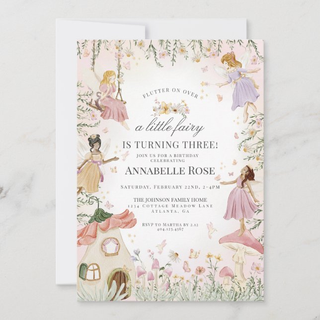Carte Petite Fée Anniversaire Enchanted Garden Invitatio (Devant)