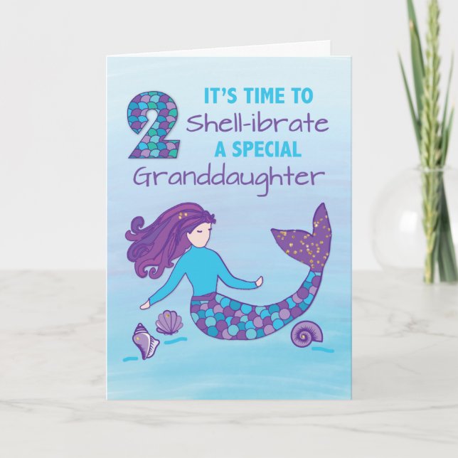 Carte Petite-fille 2e anniversaire Sparkly Look Mermaid (Devant)