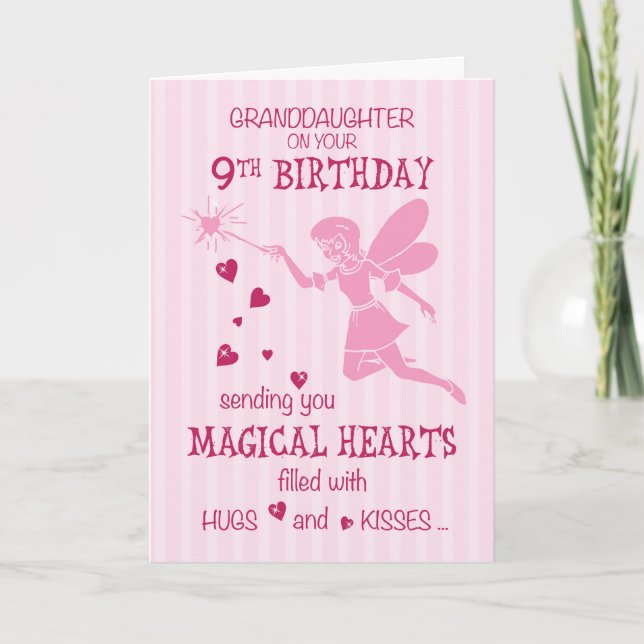 Carte Petite-fille 9e anniversaire Magique Fairy Rose (Devant)