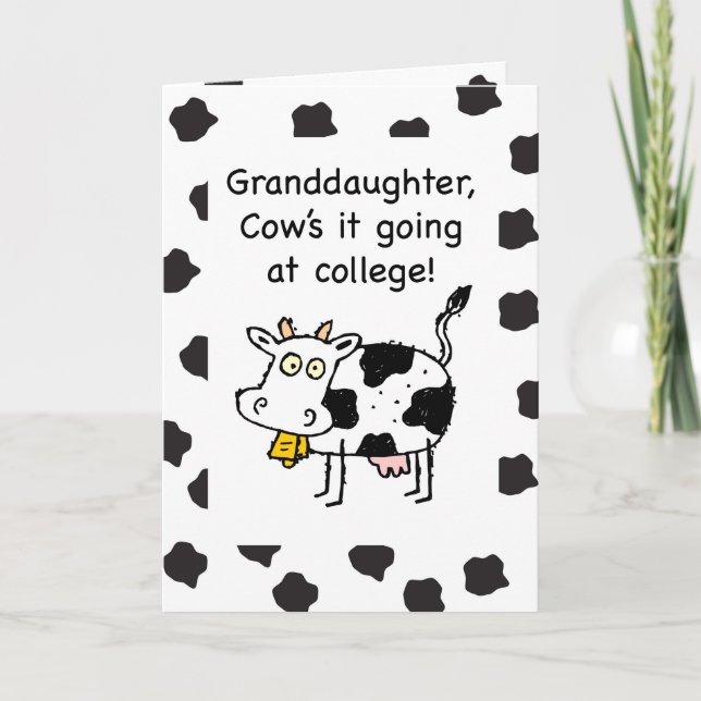 Carte Petite-fille à l'école de pensée de vous vache (Devant)