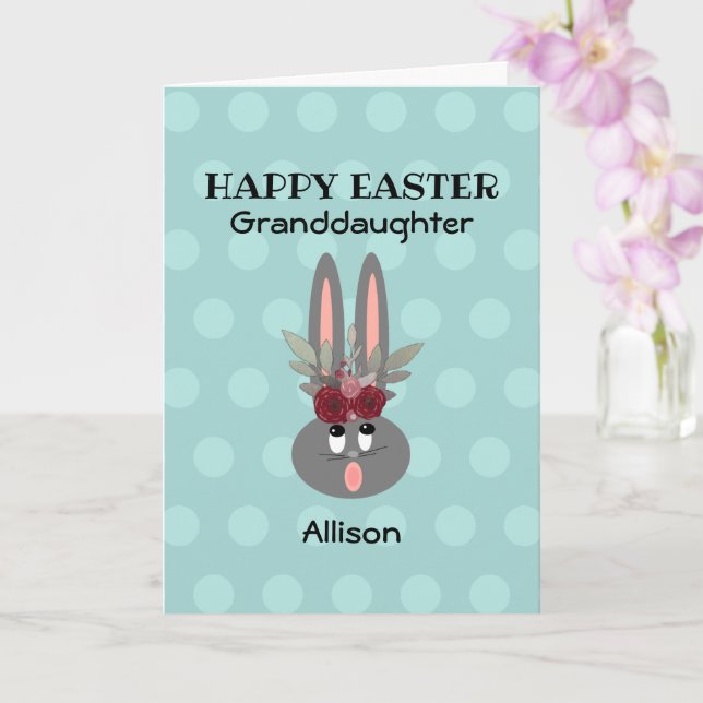 Carte Petite-fille adorable nom de lapin de Pâques (Orchidée)