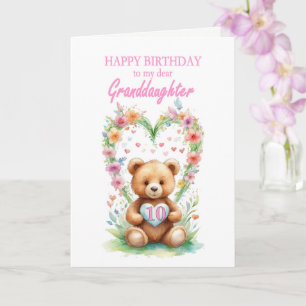 Carte Petite-fille Âge 10 Teddy Bear
