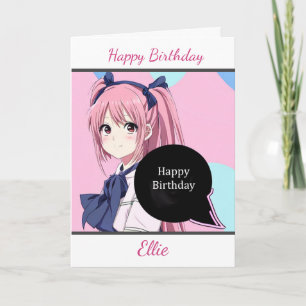 Carte Petite fille Anime Personnalisée Anniversaire