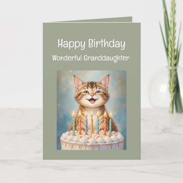 Carte Petite-fille Anniversaire Drôle Chat Souriant (Devant)