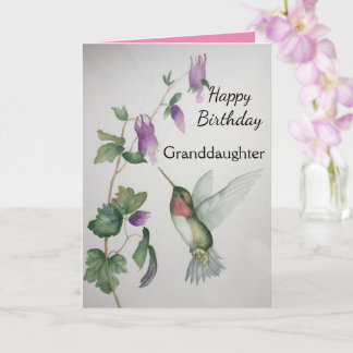Carte Petite-fille Anniversaire Hummingbird Garden