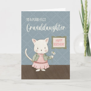 Carte Petite-fille Anniversaire Kitty en robe