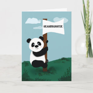 Carte Petite-fille Anniversaire Panda Escalade Drapeau P