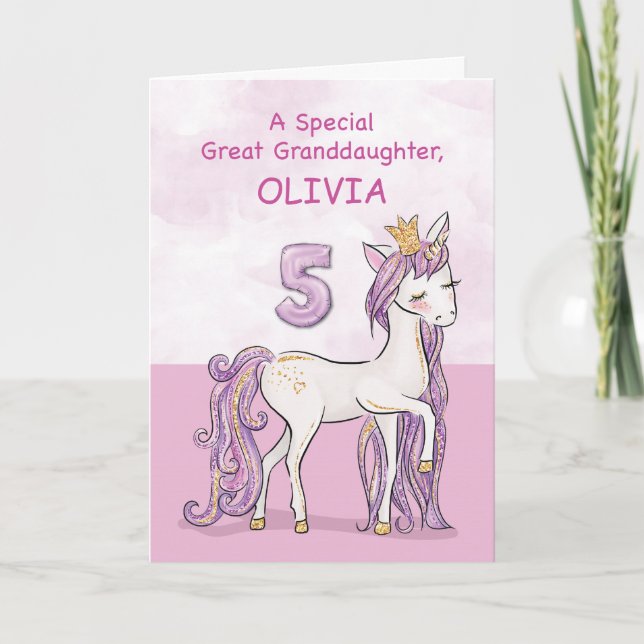Carte Petite-fille arrière-arrière-grand-mère 5ème anniv (Devant)
