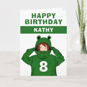 Carte Petite fille avec grenouille verte Hoody Dessin An