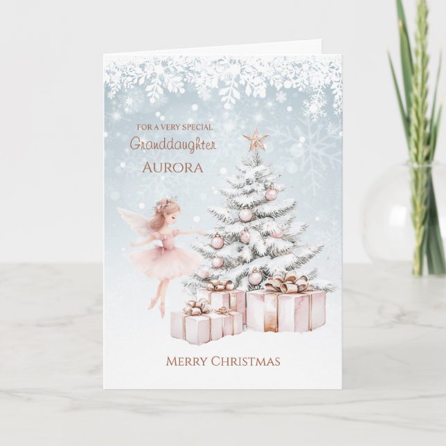 Carte Petite-fille Ballerina Noël Arbre de neige Flèches (Devant)