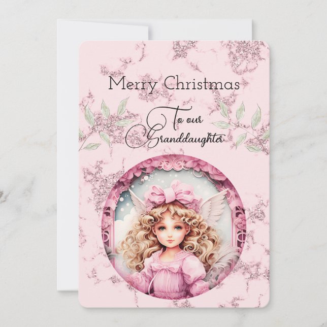 Carte Petite-fille Blonde poupée voeux de Noël (Devant)