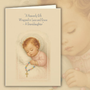 Carte Petite-fille Chapelet Catholique Bébé Fille