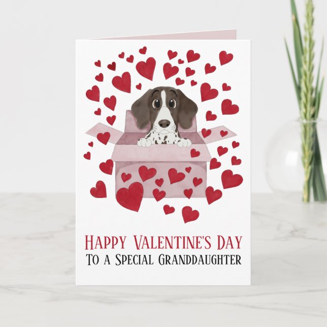 Carte Petite-fille chiot dans la boîte de Saint Valentin (Devant)