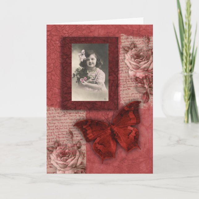 Carte Petite fille collage, Anniversaire (Devant)