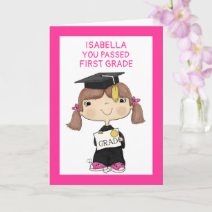 Carte Petite fille diplômée Cheveux Brown