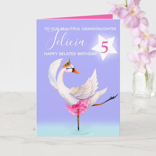 Carte Petite-fille du cygne de ballet tardif 5e annivers (Orchidée)